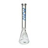MAV Glass 18" Beaker Bong in LA Blue-dark, 9mm thick heavy wall, front view on white background