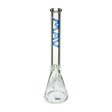 MAV Glass 18" Beaker Bong in LA Blue-dark, 9mm thick heavy wall, front view on white background