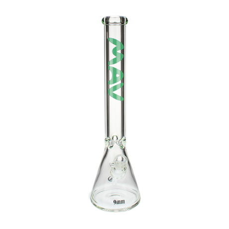 MAV Glass 18" Beaker Bong in Sea Foam, 9mm Thick Heavy Wall, Front View on White Background