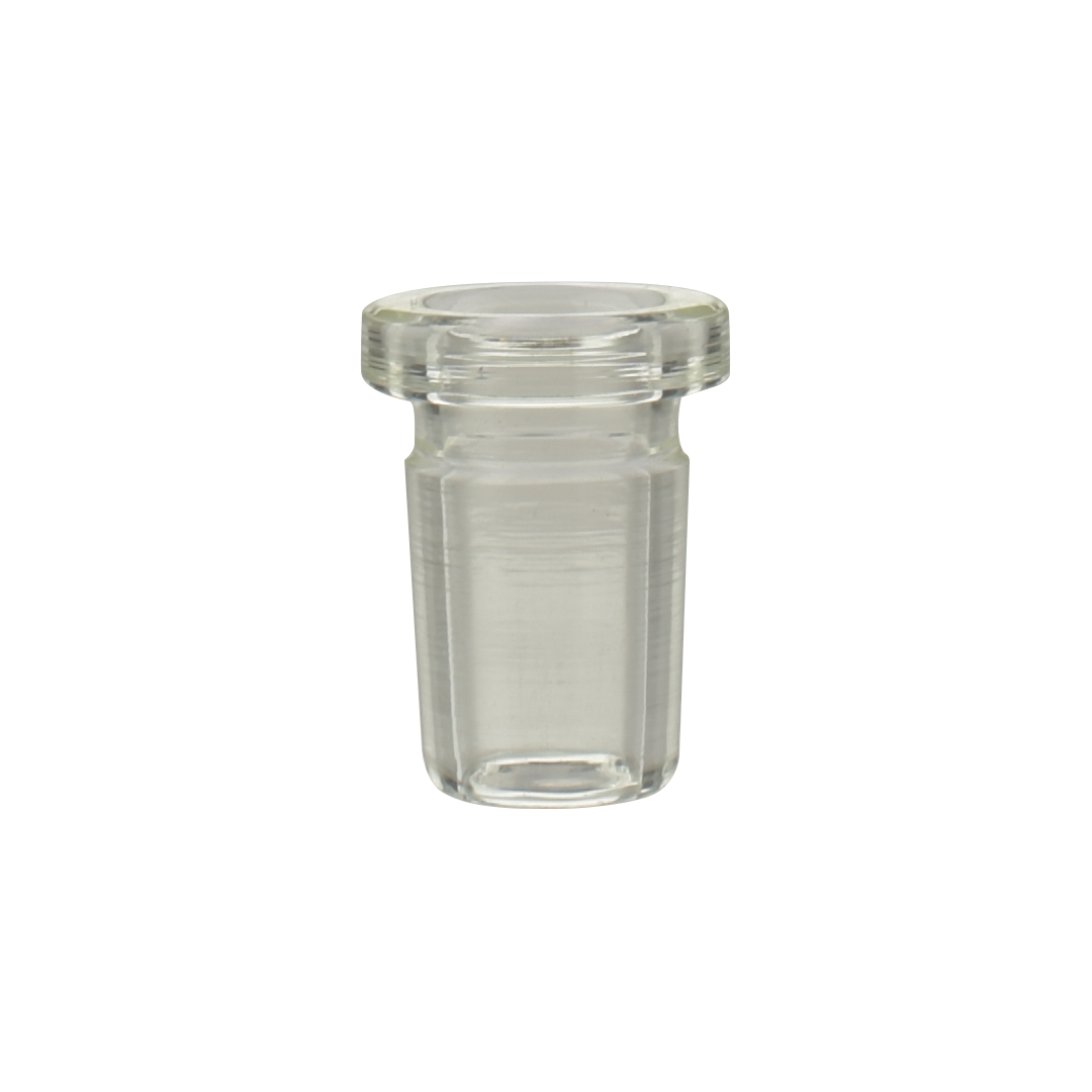 MAV Glass 19mm Male to 14mm Female Reducer Adapter in Borosilicate Glass, front view on white background