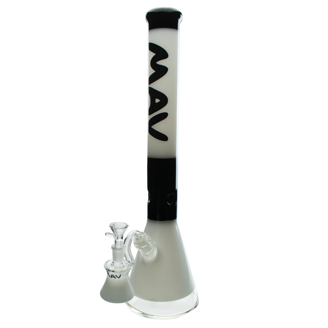 MAV Glass - 2 tone zebra Beaker Bong + Ash Catcher Combo