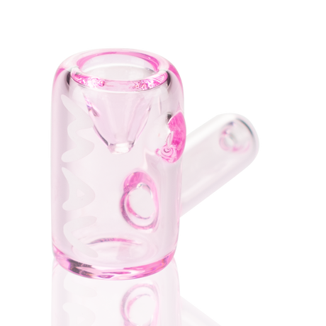 MAV Glass Mini Hammer Hand Pipe in Pink, 2.5" Borosilicate Glass, Angled Side View