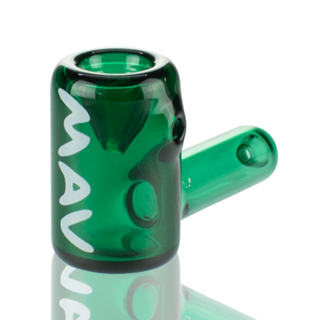 MAV Glass 2.5" Mini Hammer Hand Pipe in Teal, Borosilicate Glass, Angled Side View