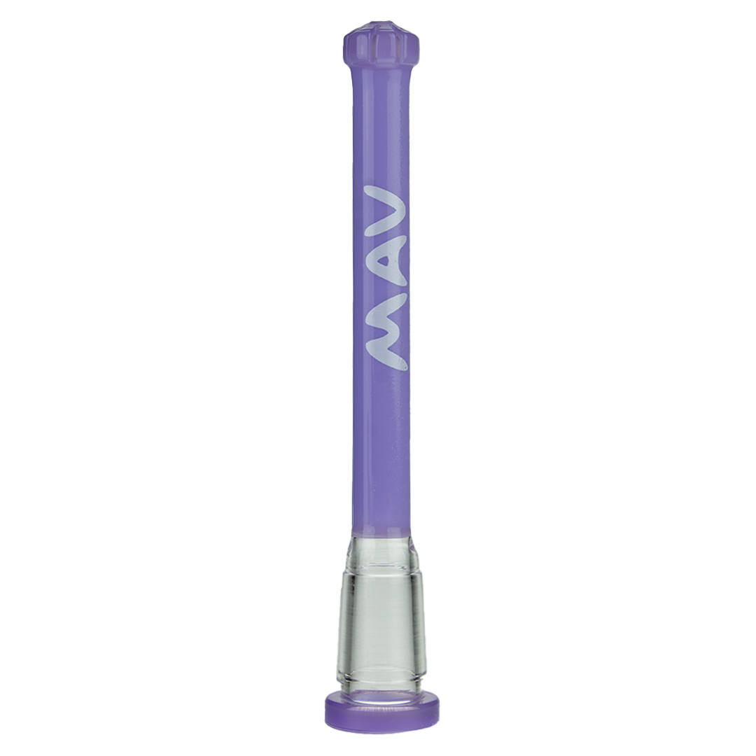 MAV Glass 4" Showerhead Slitted Downstem in Purple for Bongs, Glass on Glass 14-14.5mm Joint Size