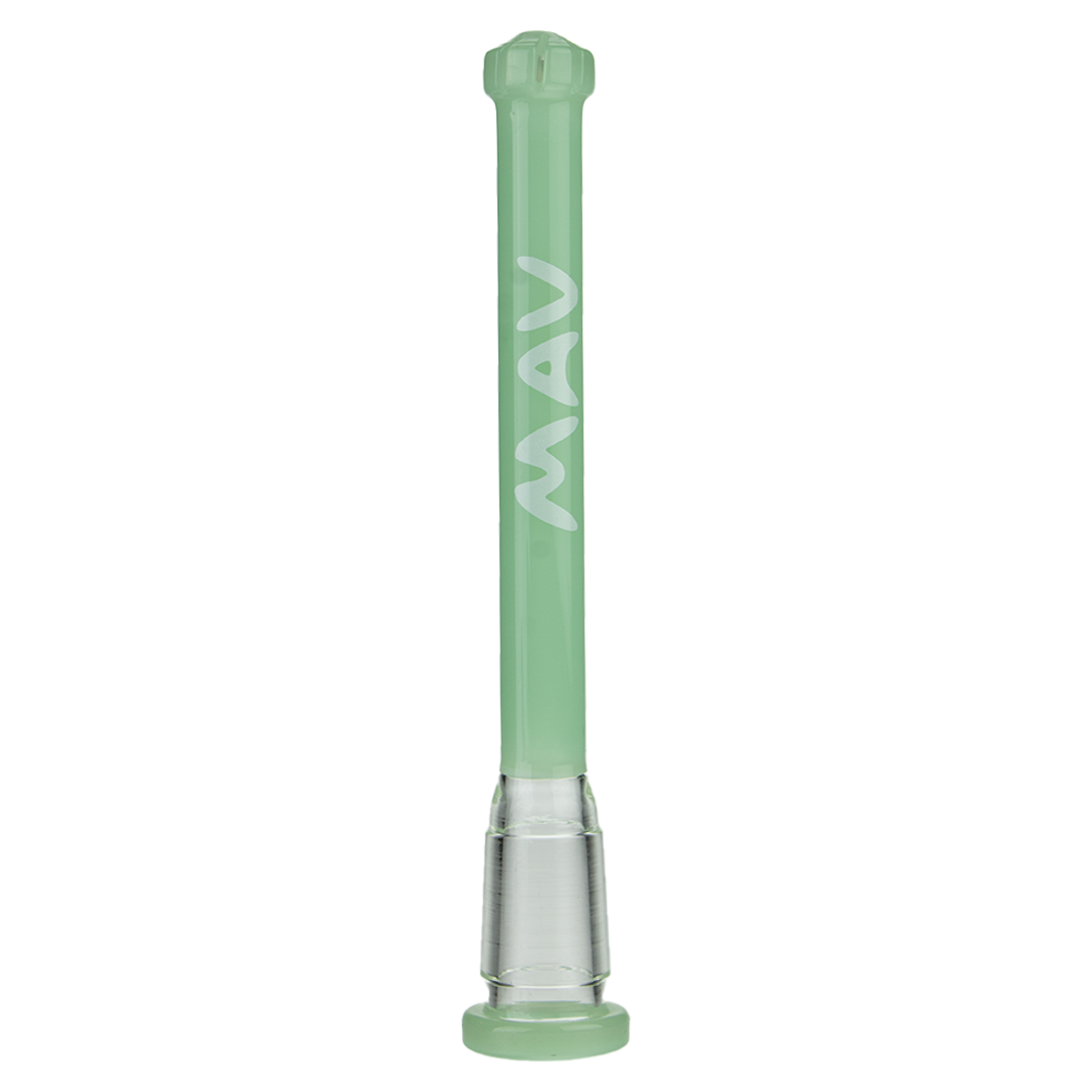 MAV Glass 4" Showerhead Slitted Downstem in Seafoam for Bongs, Front View