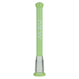 MAV Glass 4" Showerhead Slitted Downstem in Slime Color, Front View, for 14mm Bongs