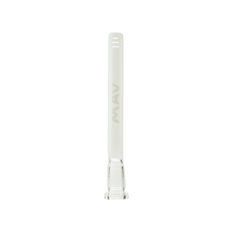 MAV Glass 5" White Downstem 18mm to 14mm for Bongs, Front View on Seamless White Background