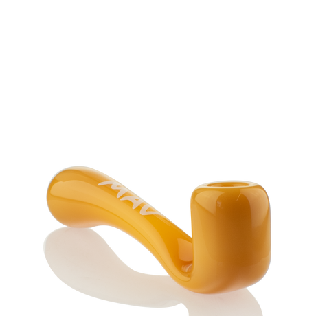 MAV Glass 5" Sherlock Hand Pipe in Amber - Angled Side View on White Background