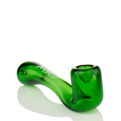MAV Glass 5" Green Sherlock Hand Pipe - Side View on White Background