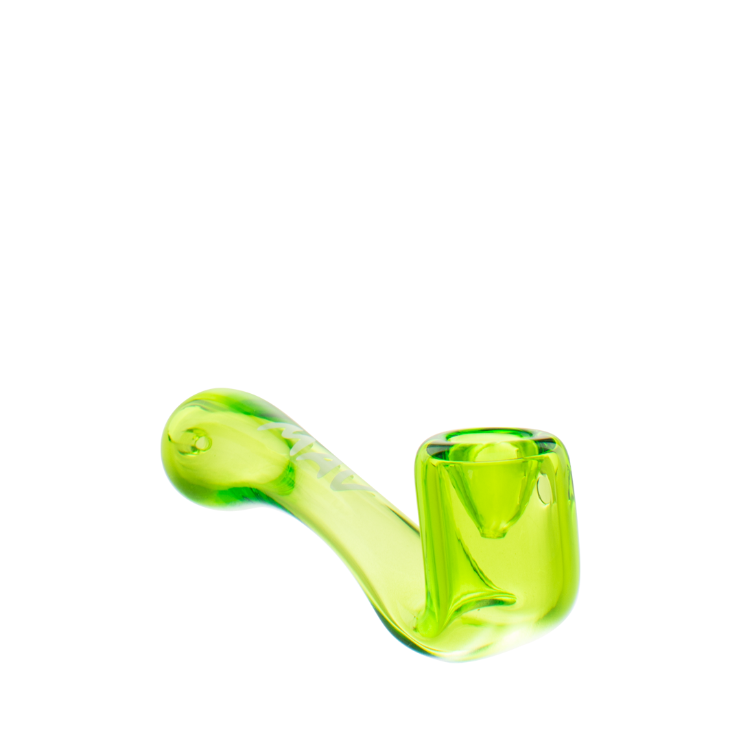 MAV Glass 5" Sherlock Hand Pipe in Green - Side View on White Background