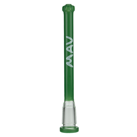 MAV Glass 5" Forest Green Showerhead Slitted Downstem for Bongs, Front View on White Background