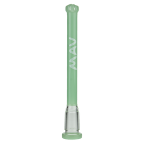 MAV Glass 5" Showerhead Slitted Downstem in Seafoam, Glass on Glass Joint, Front View