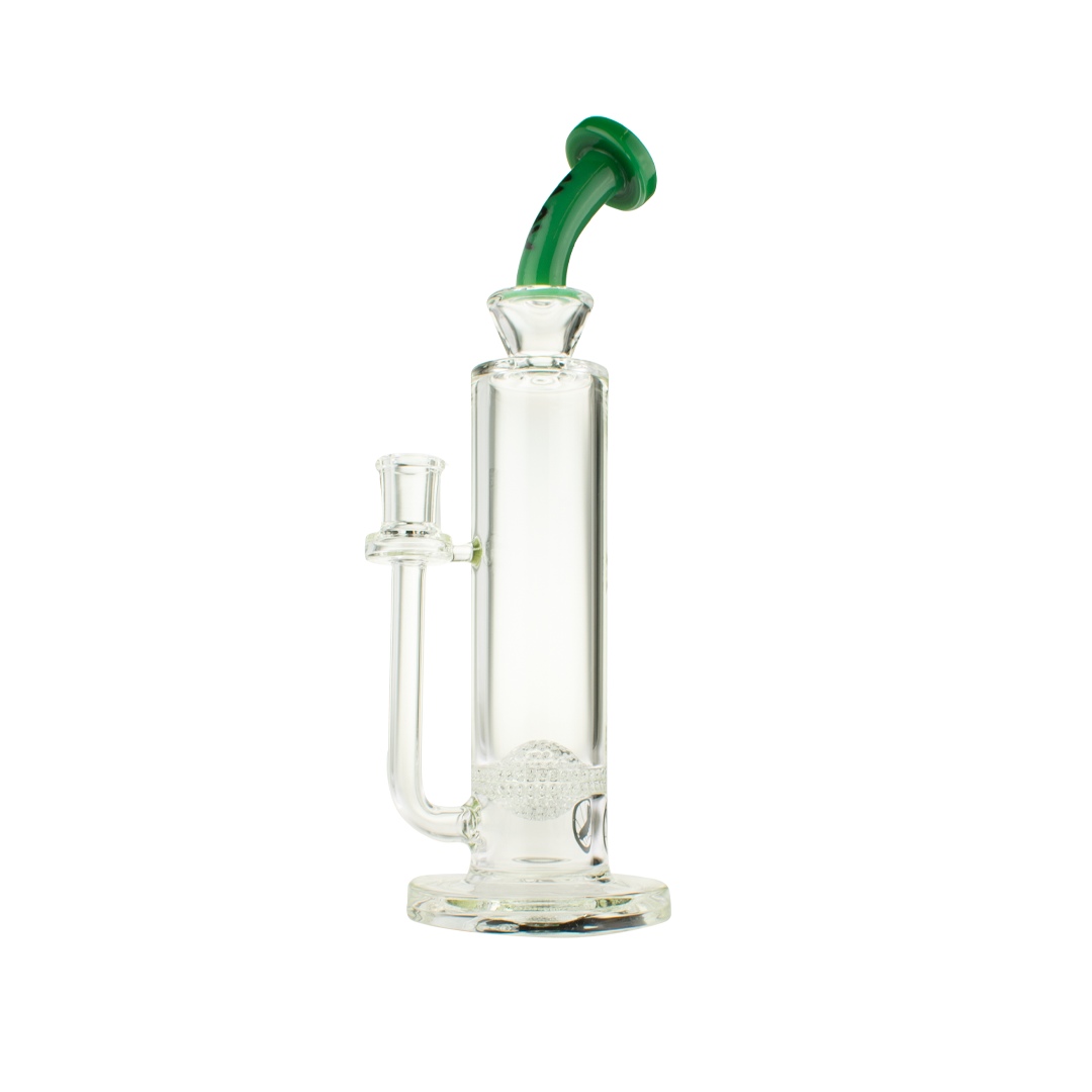 MAV Glass Arcata Honeyball Bent Neck Bong in Forest Design with 14mm Joint, Front View