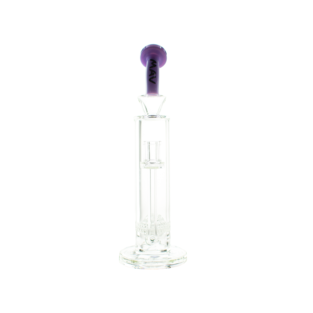 MAV Glass Arcata Honeyball Bent Neck Bong in Purple with Glass on Glass Joint - Front View