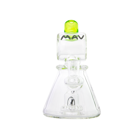 MAV Glass Barrel Top Pyramid UFO Dab Rig with Showerhead Percolator, 7" height, front view on white background