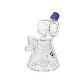 MAV Glass Barrel Top Pyramid UFO Dab Rig with Showerhead Percolator in Purple - Front View