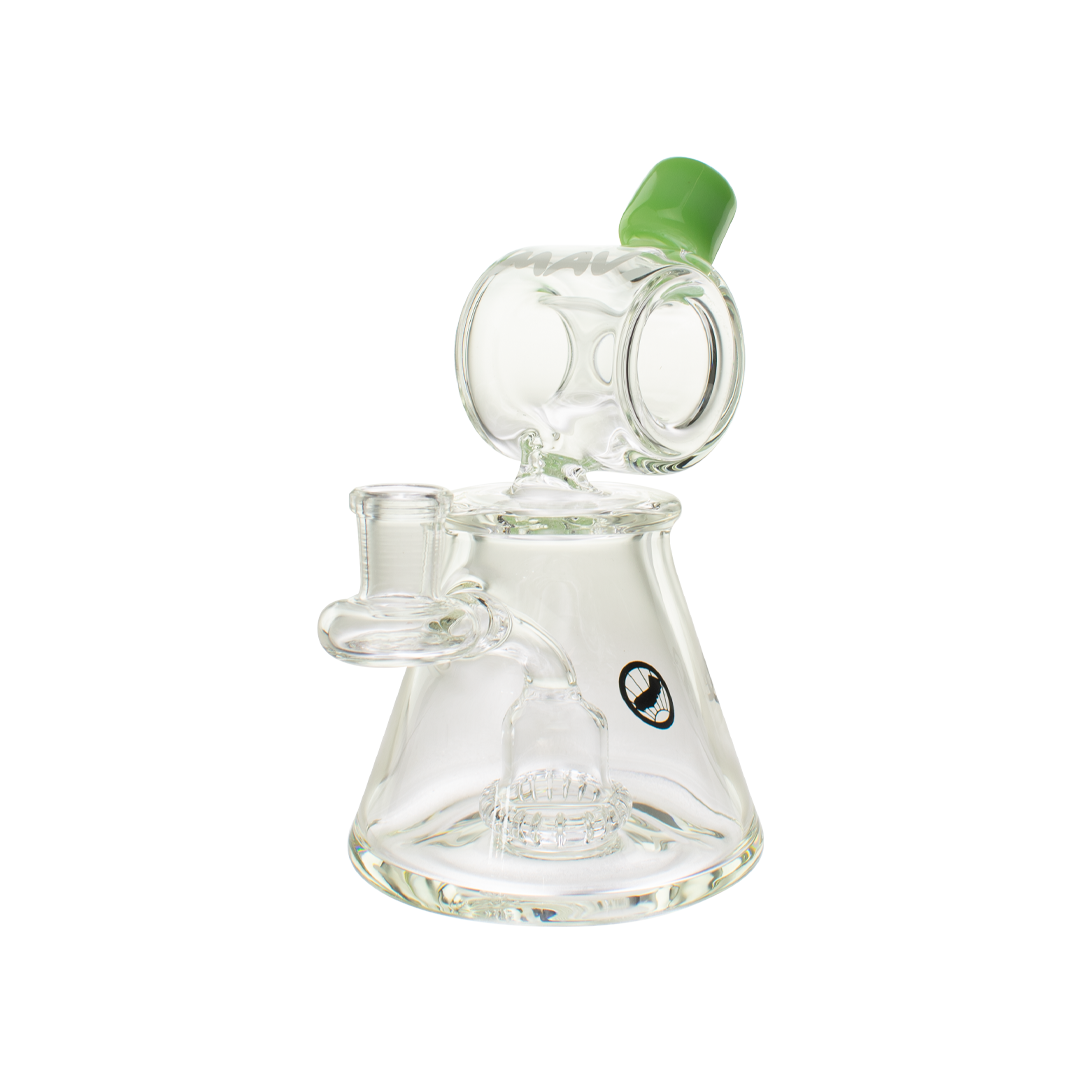 MAV Glass Barrel Top Pyramid UFO Dab Rig with Showerhead Percolator in Slime Variant - Front View