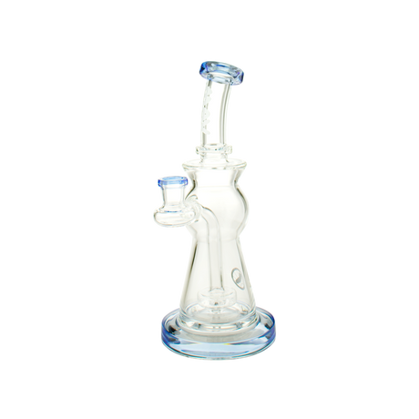 MAV Glass Beam Puck Perc Bent Neck Rig in Blue - Front View on Seamless White Background