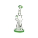 MAV Glass Beam Puck Perc Bent Neck Rig in Forest Green, Front View, 10" Tall with 14mm Joint
