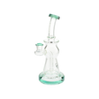 MAV Glass Beam Puck Perc Bent Neck Rig in Teal, 10" Tall, 14mm Joint, Front View