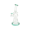 MAV Glass Beam Puck Perc Bent Neck Rig in Teal, 10" Tall, 14mm Joint, Front View