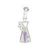 MAV Glass Bent Neck Jellyfish Rig in Purple with Tree Percolator, 9" Height, Front View