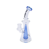 MAV Glass Bent Neck Long Pyramid Rig in Blue, 9" Tall with 14mm Joint, Front View
