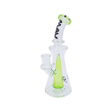 MAV Glass Bent Neck Long Pyramid Rig with 14mm Joint, Front View on White Background