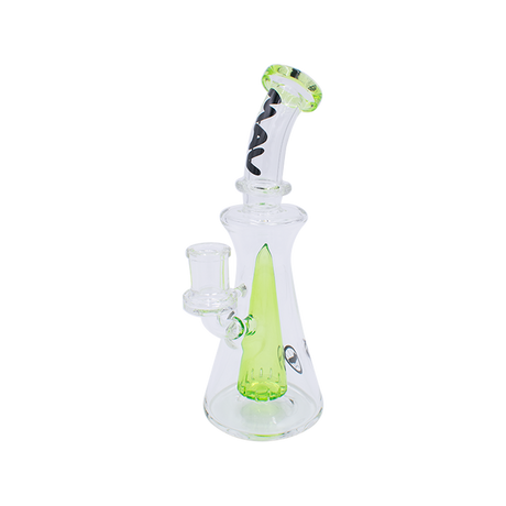 MAV Glass Bent Neck Long Pyramid Rig with 14mm Joint, Front View on White Background