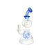 MAV Glass Bent Neck Showerhead Swiss Pyramid Bong in Ink Blue with Beaker Design, Front View