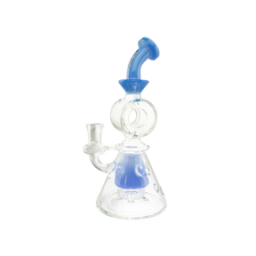 MAV Glass Bent Neck Showerhead Swiss Pyramid Bong in Lavender with Clear Percolator