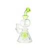 MAV Glass Bent Neck Showerhead Swiss Pyramid Bong with 14mm Joint, Front View on White