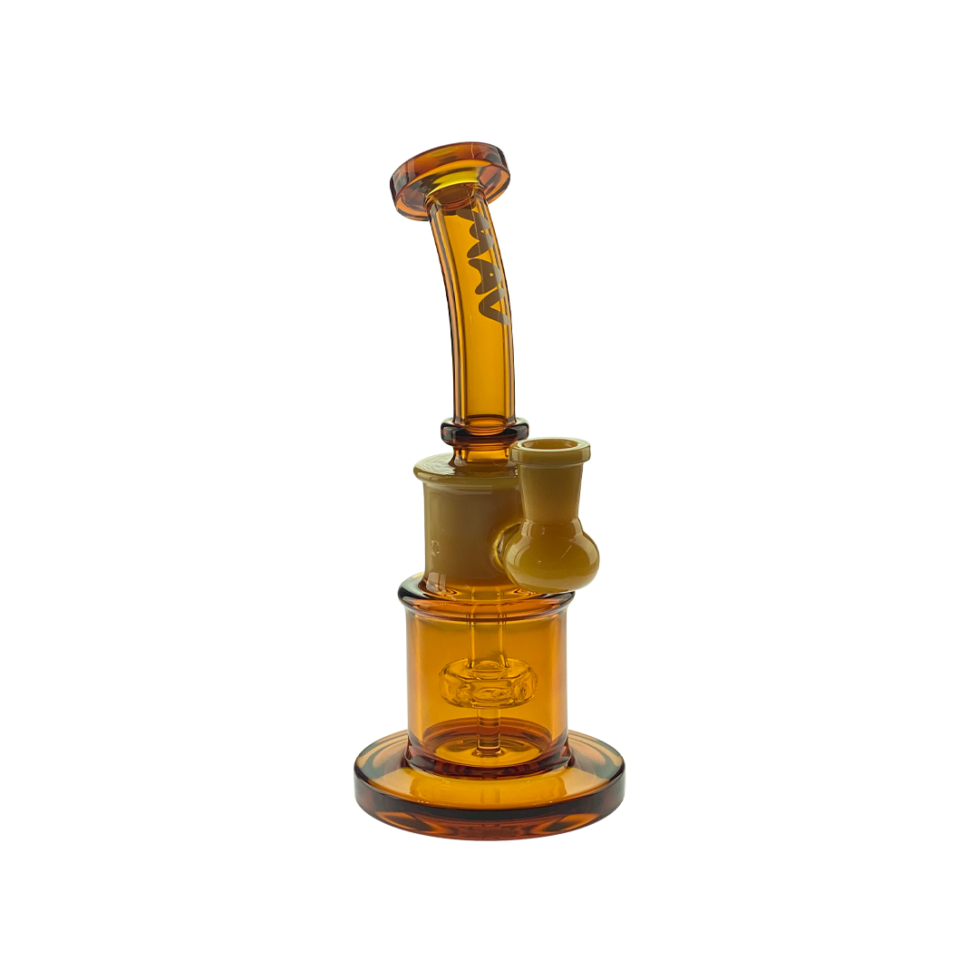 MAV Glass Birthday Cake Dab Rig in Gold Variant, 8" Compact Beaker Design with 14mm Joint
