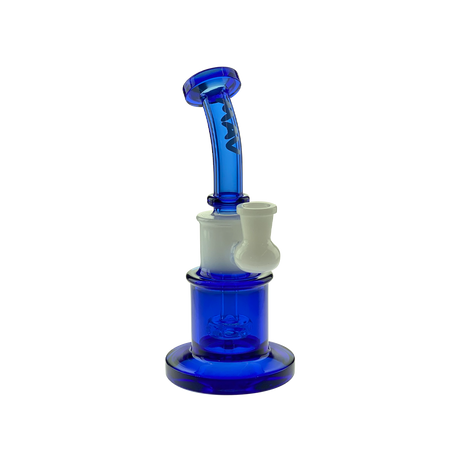 MAV Glass Birthday Cake Dab Rig in Ink Blue and White, Compact 8" Beaker Design with 14mm Joint