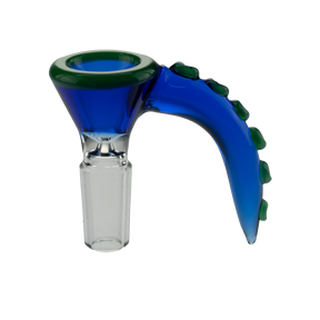 MAV Glass Blue 14mm Octopus Tentacle Bowl side view on white background, perfect for bong customization