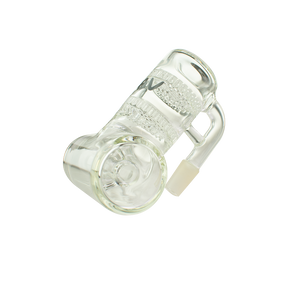 MAV Glass Double Honey Disc Inline Ash Catcher 14/90°, clear glass, angled side view
