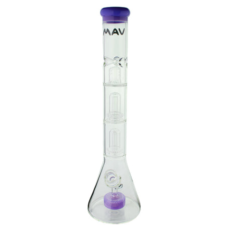 MAV Glass Double Slitted Puck To UFO Beaker Bong in Purple, Front View with Clear Glass