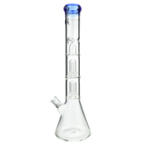 MAV Glass Double UFO Beaker Bong in Ink Blue with Dual Percolation - Front View