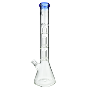 MAV Glass Double UFO Beaker Bong in Ink Blue with Dual Percolation - Front View