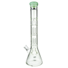MAV Glass Double UFO Beaker Bong in Seafoam, 18" Tall, 18-19mm Joint, Front View