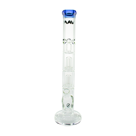 MAV Glass Double UFO Straight Bong in Ink Blue with Showerhead Percolators, Front View