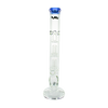 MAV Glass Double UFO Straight Bong in Ink Blue with Showerhead Percolators, Front View