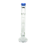 MAV Glass Double UFO Straight Bong in Ink Blue with Showerhead Percolators, Front View