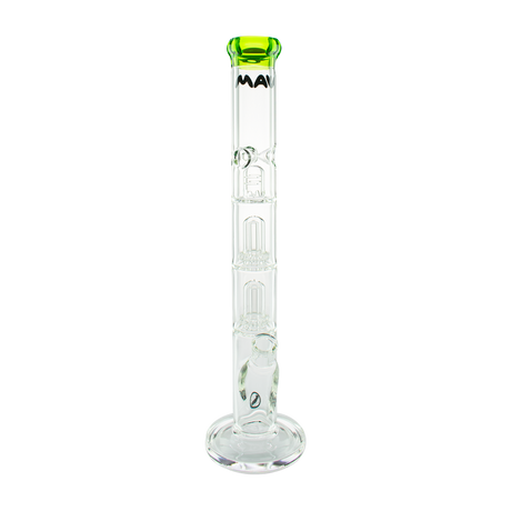 MAV Glass Double UFO Straight Bong with Showerhead Percolator, 18" Height, Front View on White Background