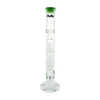 MAV Glass Double UFO Straight Bong in Sea Foam with Showerhead Percolators, 18" Height, Front View