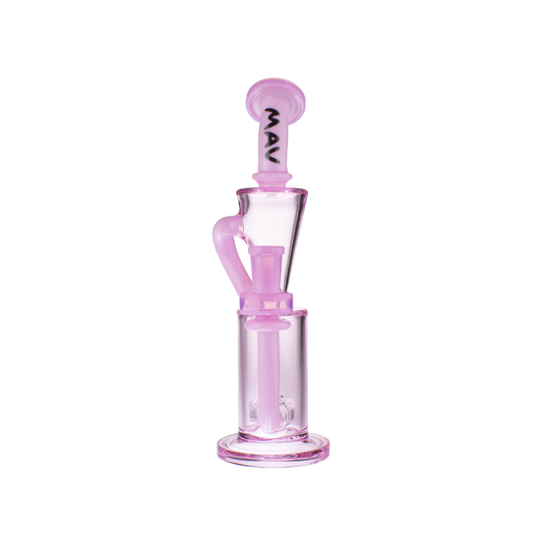 MAV Glass Echo Park Rig in Pink - 9.5" Recycler Dab Rig with Beaker Base and Glass on Glass Joint