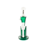 MAV Glass Echo Park Rig in Teal, 9.5" Beaker Recycler Dab Rig with Glass on Glass Joint, Front View