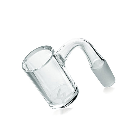 MAV Glass Flat Bucket Blown Quartz Banger, clear design, side view on white background