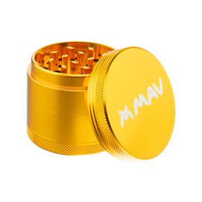 MAV Glass Gold 4-Piece Aluminum Grinder, 2" Diameter, for Concentrates, Side View