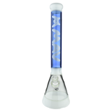 MAV Glass - Hermosa Beaker Bong 18'' in Blue/White, Front View with Clear Glass Downstem